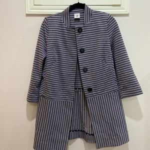 CABI Navy Striped Car Coat Blazer